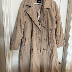 ONLY Beige Double-Breasted Trench Coat